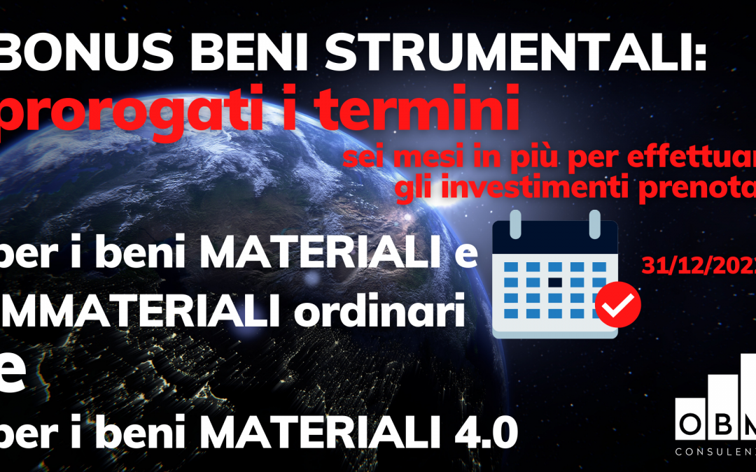 Credito d’imposta beni strumentali: proroga