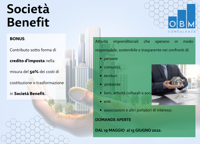 BONUS SOCIETÀ BENEFIT