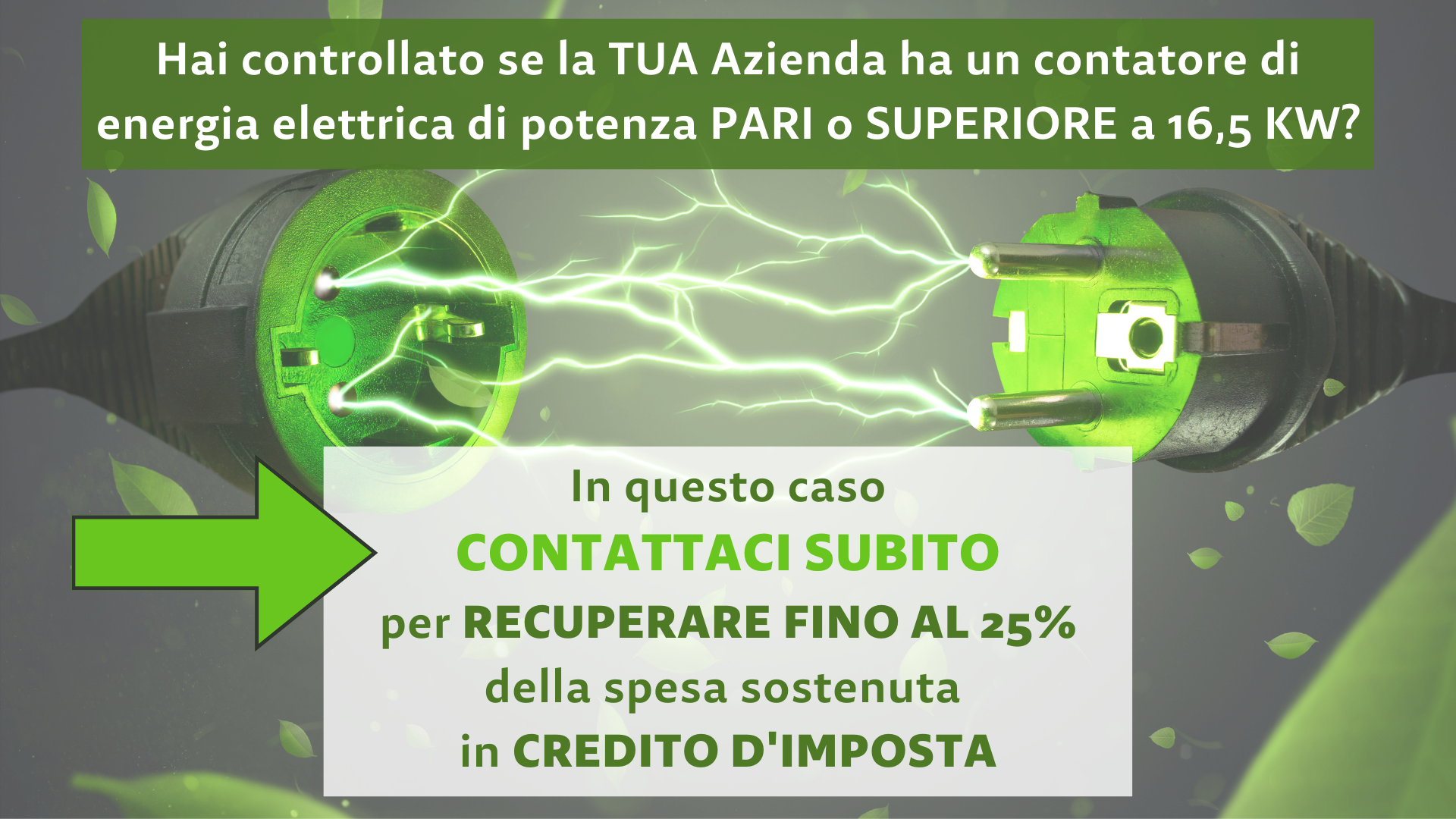 POSSIBILITÀ DI RECUPERO FINO AL 25% : Energia Elettrica POSSIBILITÀ DI RECUPERO FINO AL 25% : Energia Elettrica
