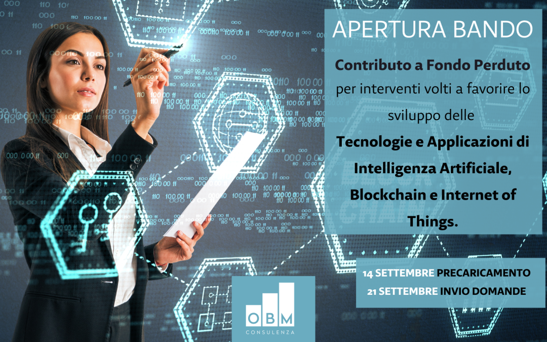 APERTURA BANDO: Intelligenza Artificiale, Blockchain, Internet of Things