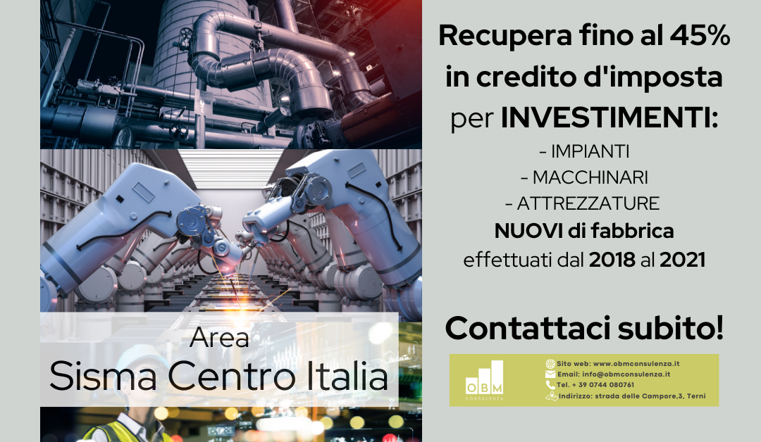 Credito d'imposta sisma: fino al 45%