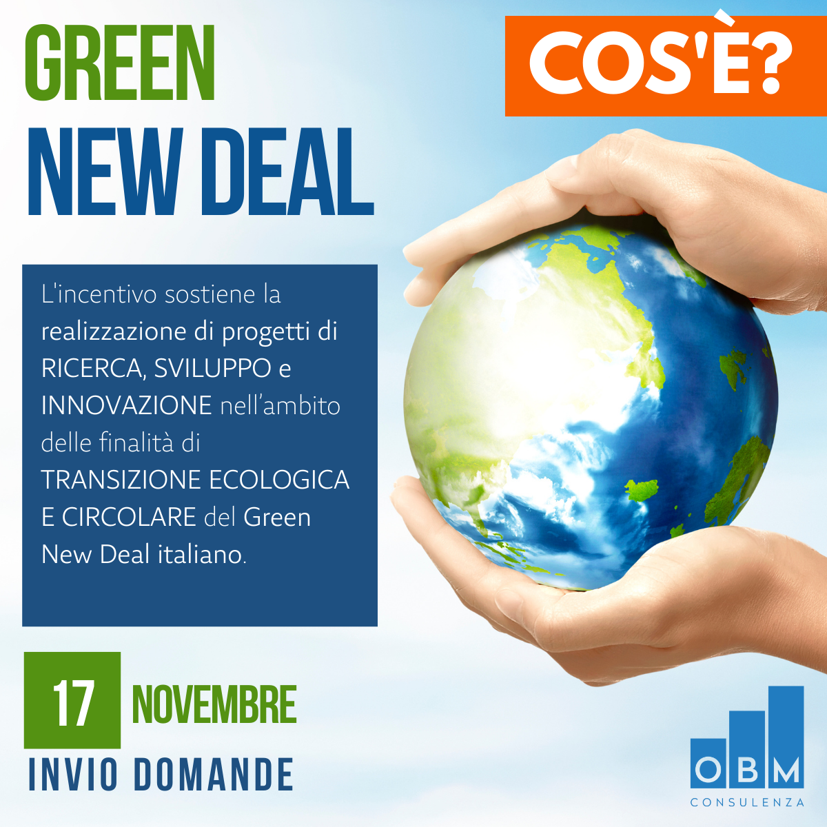 GREEN NEW DEAL: 17 novembre INVIO DOMANDE GREEN NEW DEAL: 17 novembre INVIO DOMANDE