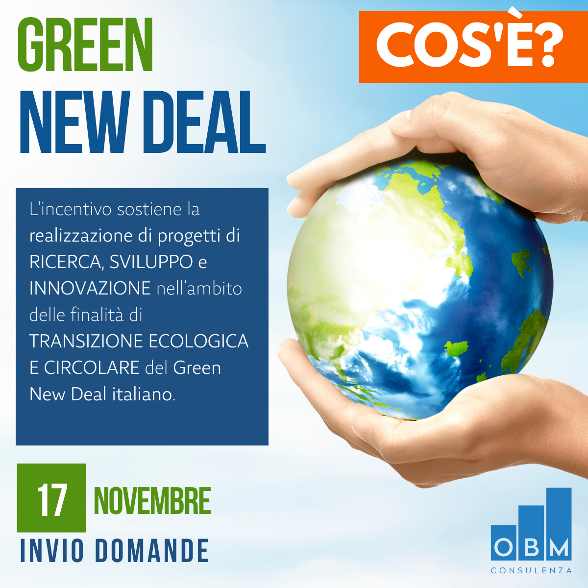 GREEN NEW DEAL: 17 novembre INVIO DOMANDE