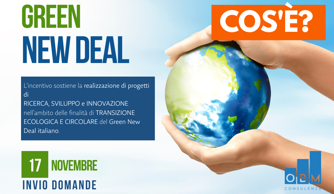 GREEN NEW DEAL: 17 novembre INVIO DOMANDE