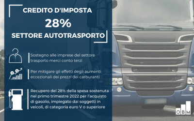 Credito d’imposta 28% settore Autotrasporto