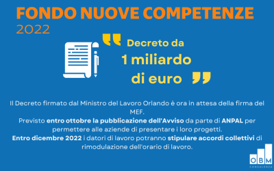Fondo Nuove Competenze 2022: decreto da 1 miliardo di euro