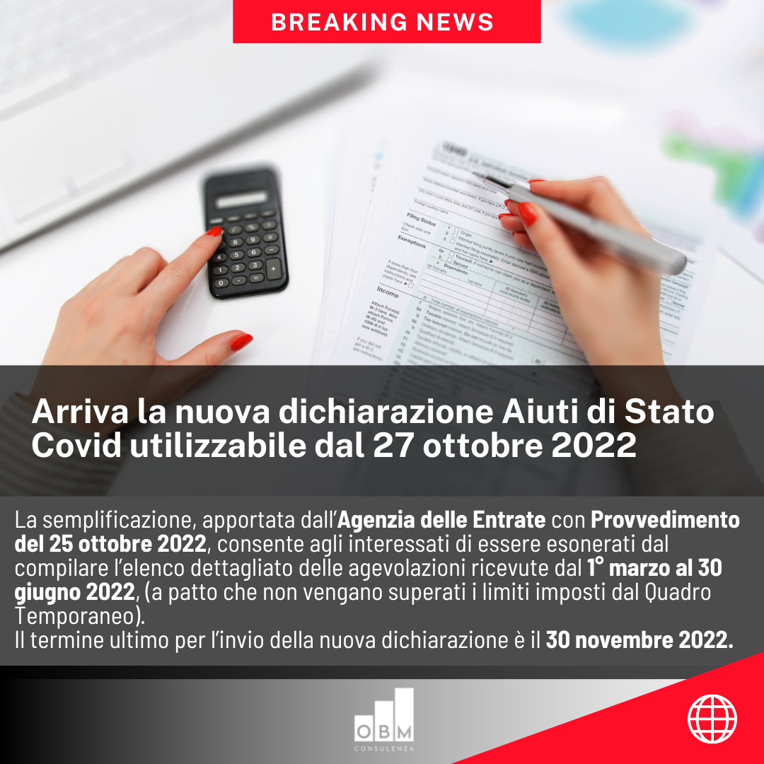 Nuovo modello Aiuti di Stato Covid