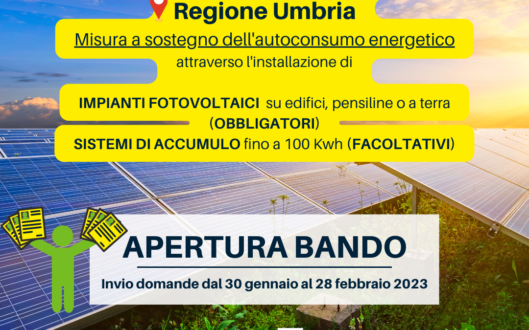 Solar Attack: apertura bando regione Umbria