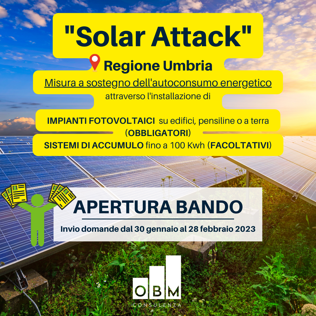 Solar Attack: apertura bando regione Umbria