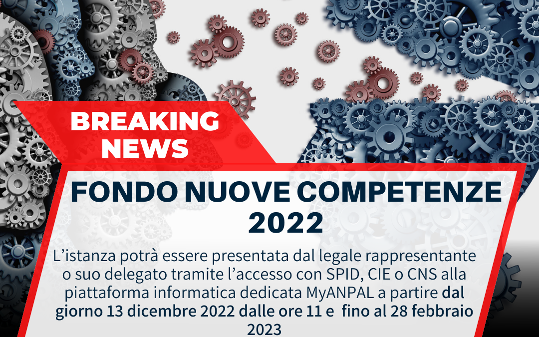 APERTURA BANDO fondo nuove competenze