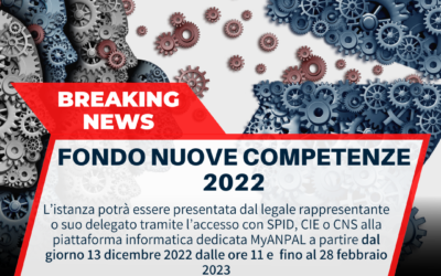 Fondo Nuove Competenze 2022: APERTURA BANDO