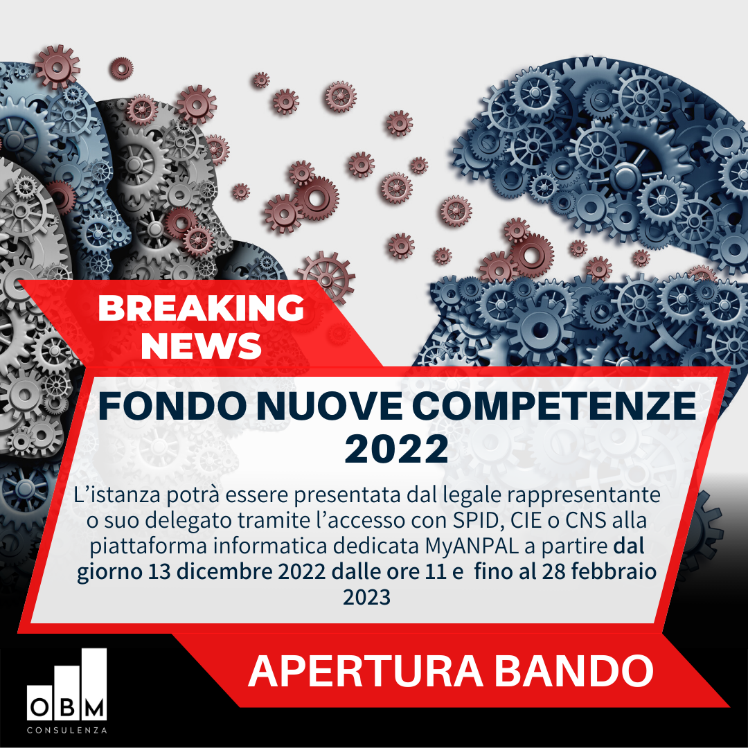 APERTURA BANDO fondo nuove competenze APERTURA BANDO fondo nuove competenze