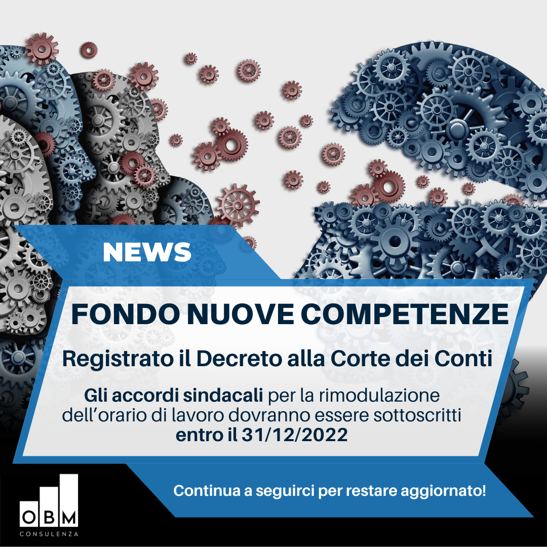 Fondo Nuove Competenze: registrato il Decreto alla Corte dei Conti Fondo Nuove Competenze: registrato il Decreto alla Corte dei Conti