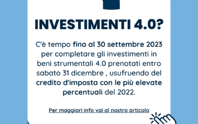 Investimenti 4.0? Esteso fino al 30 settembre 2023 il termine per il completamento