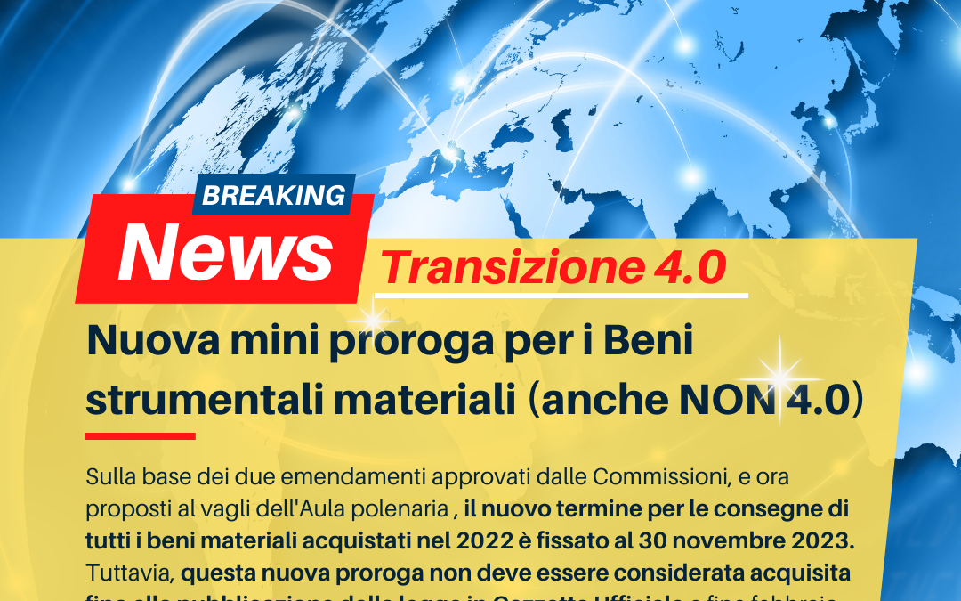 Proroga al 30 novembre 2023 per la consegna di tutti i beni materiali