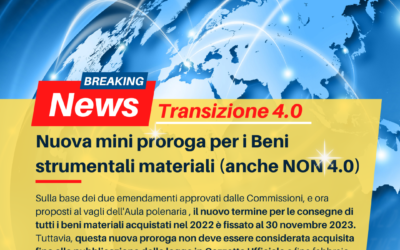 Nuova mini proroga per i Beni strumentali MATERIALI (anche NON 4.0)