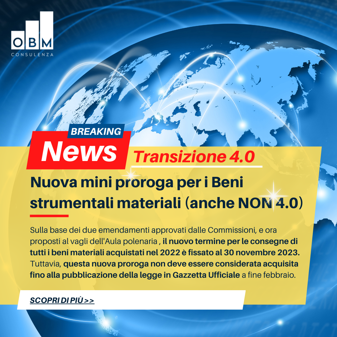 Proroga al 30 novembre 2023 per la consegna di tutti i beni materiali